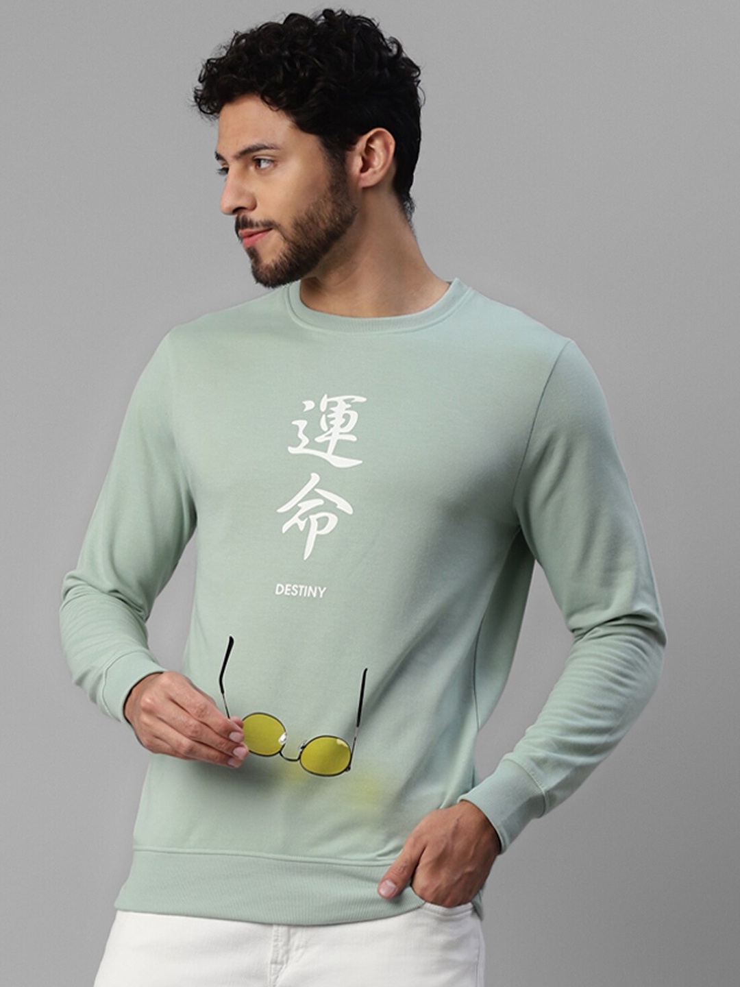 

UrbanMark Typography Printed Pullover Sweatshirt, Green
