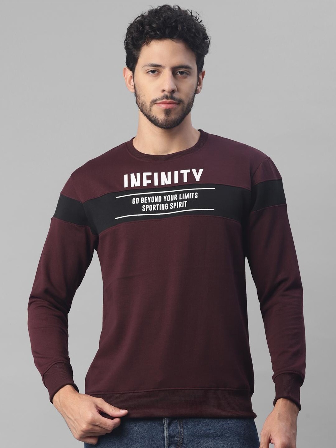 

UrbanMark Typography Printed Pullover Sweatshirt, Burgundy