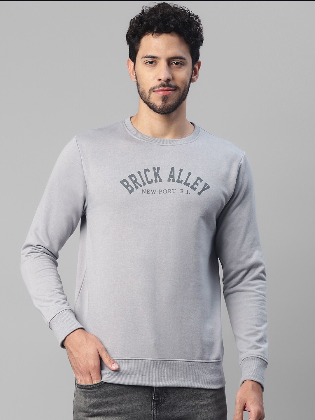 

UrbanMark Typography Printed Pullover Sweatshirt, Grey