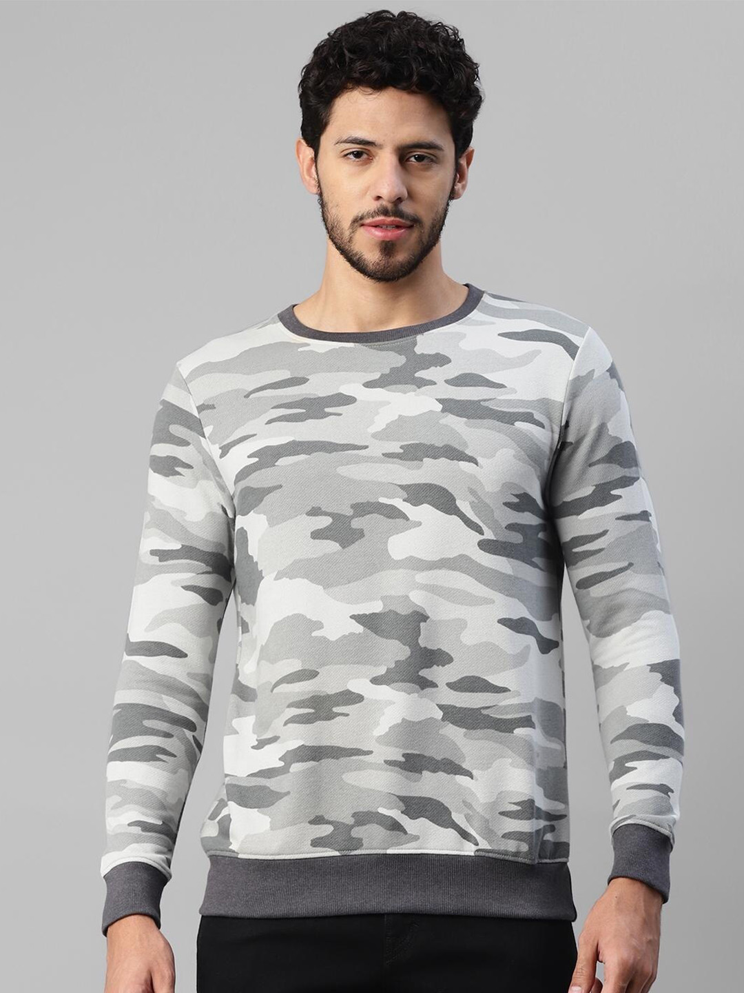 

UrbanMark Camouflage Printed Pullover Sweatshirt, Grey