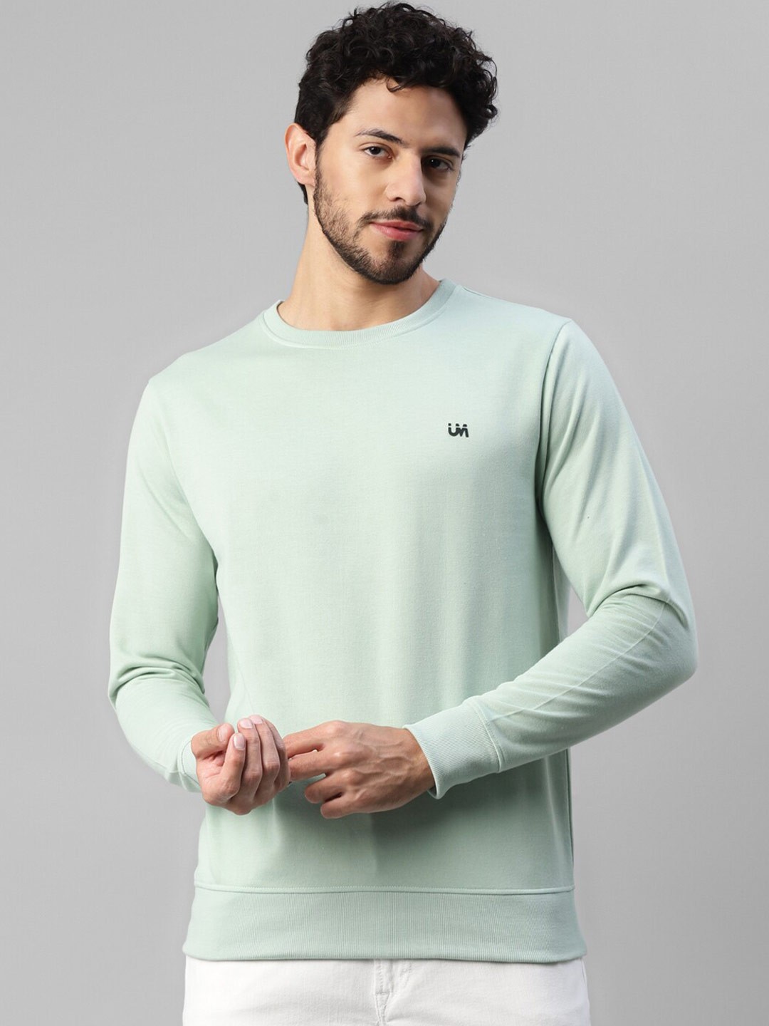 

UrbanMark Round Neck Long Sleeves Pullover, Green