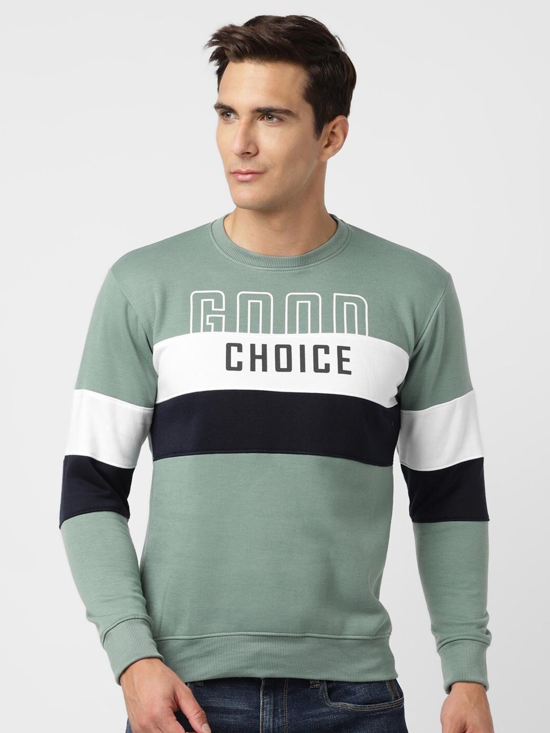 

UrbanMark Typography Printed Pullover, Green