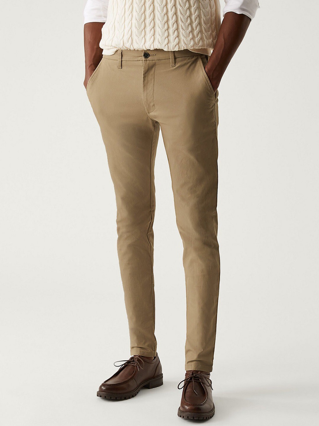 

Marks & Spencer Men Skinny Fit Chinos Trousers, Brown