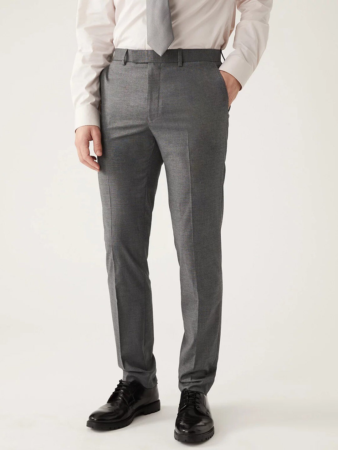 

Marks & Spencer Men Mid-Rise Trousers, Grey