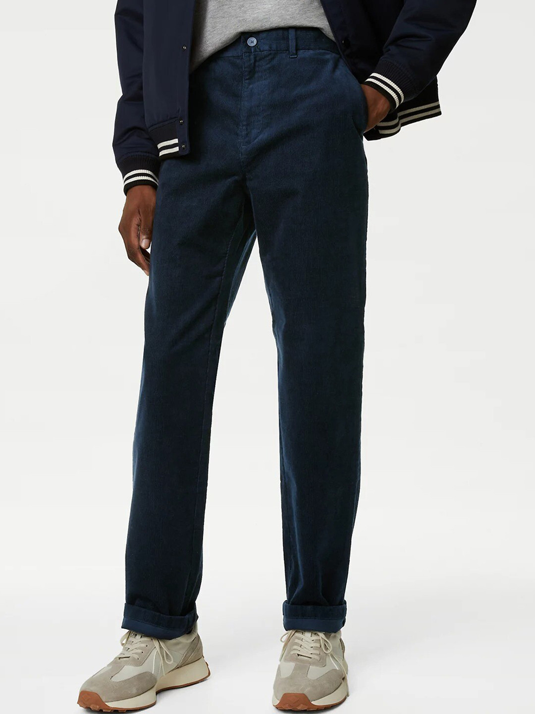 

Marks & Spencer Men Mid-Rise Chinos Trousers, Navy blue