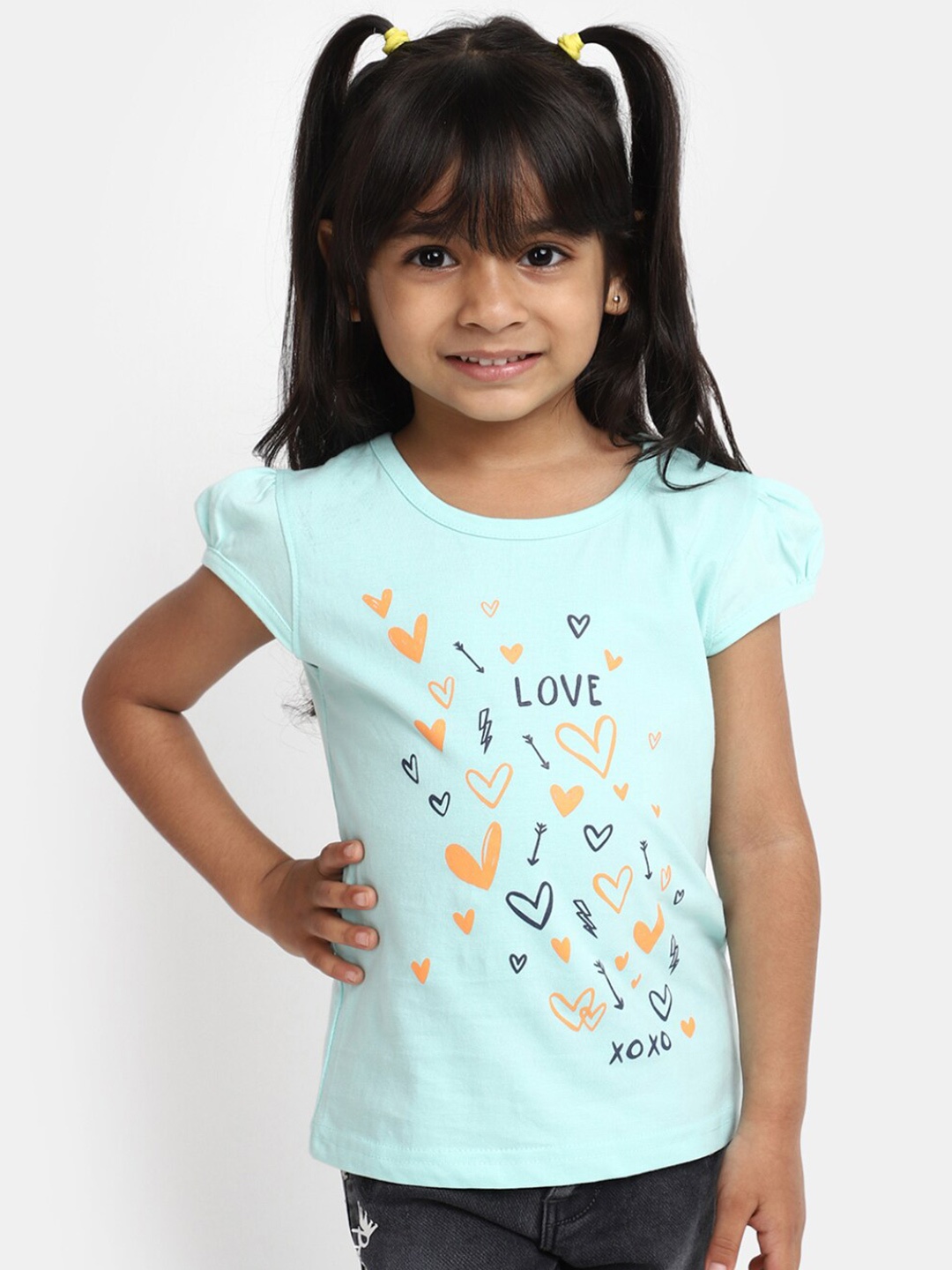 

V-Mart Kids Conversational Printed Pure Cotton T-shirt With Trousers, Blue