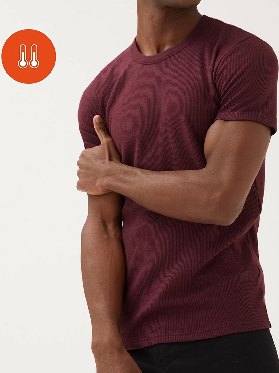 

Marks & Spencer Men Ribbed Thermal Tops, Burgundy