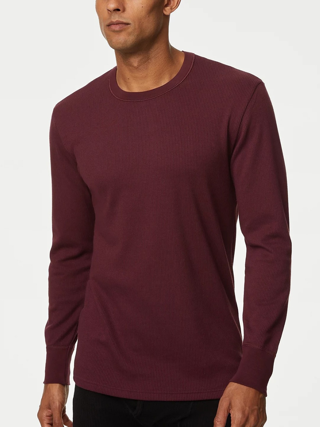 

Marks & Spencer Ribbed Round Neck Thermal Tops, Maroon