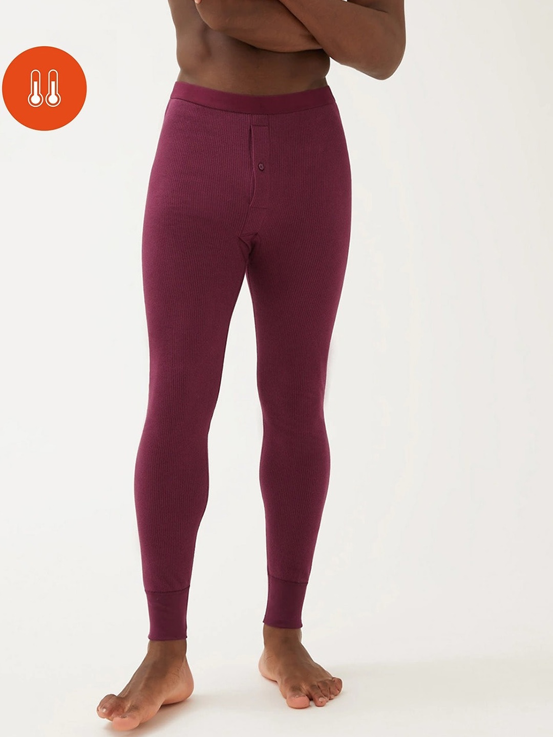 

Marks & Spencer Men Ribbed Thermal Bottoms, Burgundy