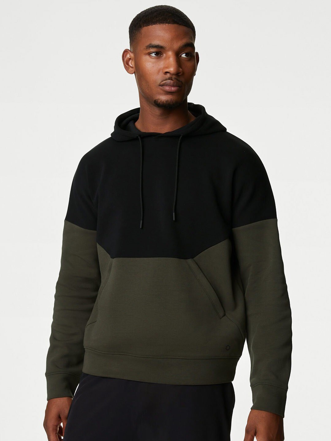 

Marks & Spencer Colourblocked Hooded Pullover Sweatshirt, Khaki