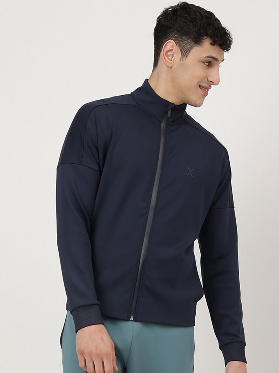 

Marks & Spencer Mock Collar Athleisure Front-Open Sweatshirt, Navy blue