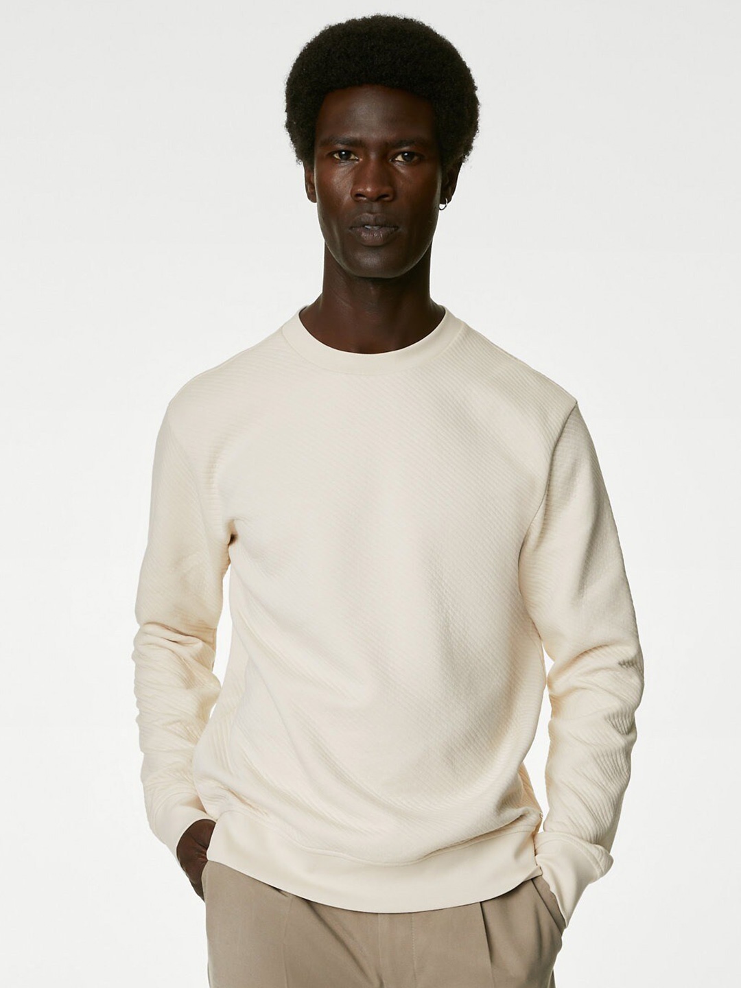 

Marks & Spencer Round Neck Twill Pullover Sweatshirt, Cream