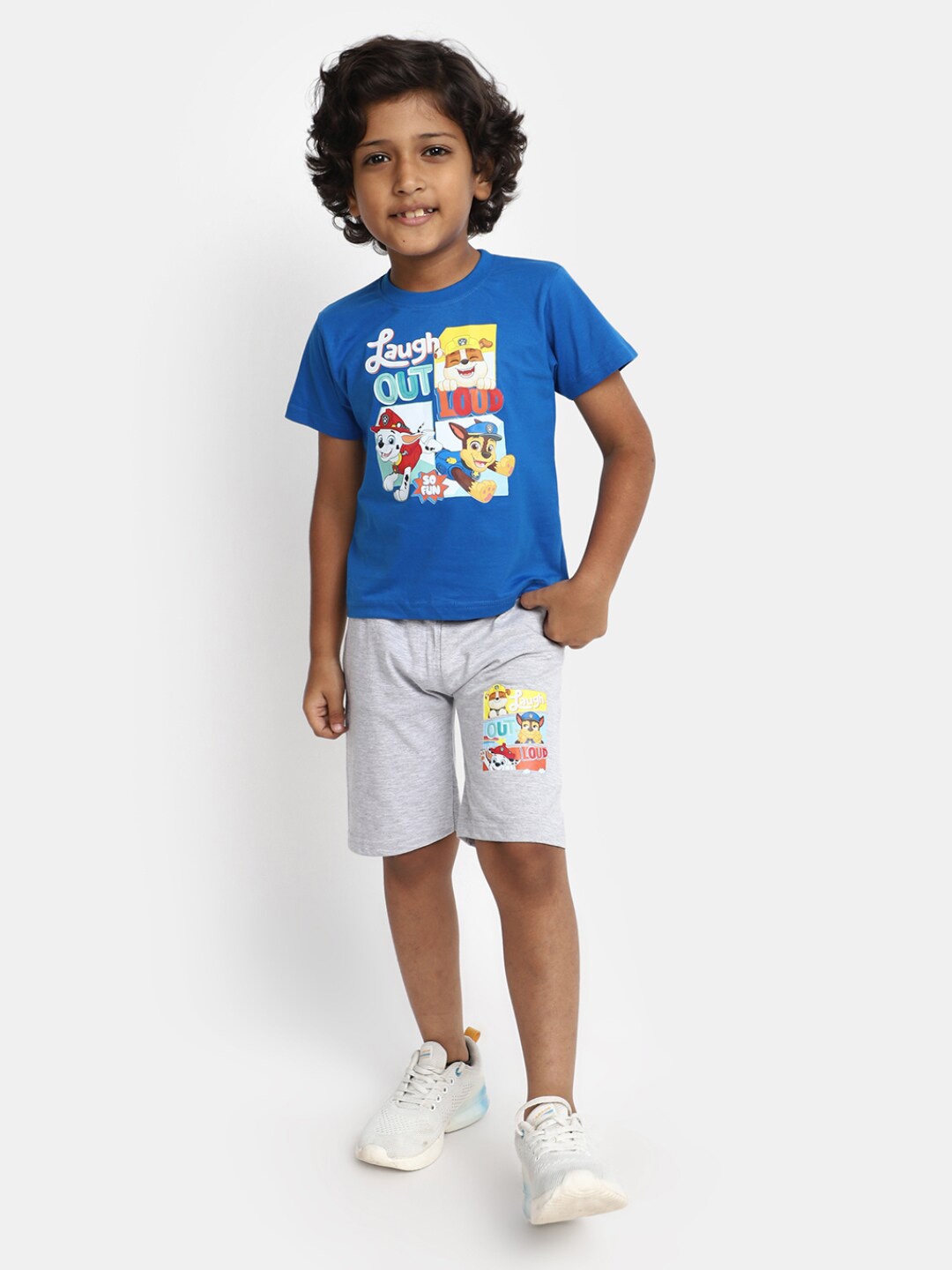 

V-Mart Kids Graphic Printed Pure Cotton T-shirt with Shorts, Blue
