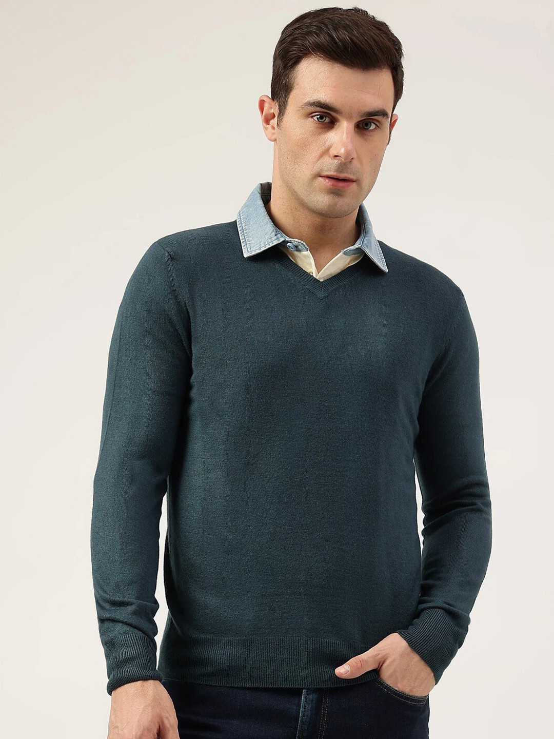 

Marks & Spencer V-Neck Long Sleeve Acrylic Pullover Sweaters, Blue