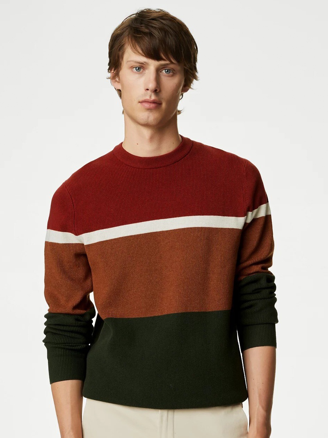 

Marks & Spencer Striped Pullover Sweater, Maroon