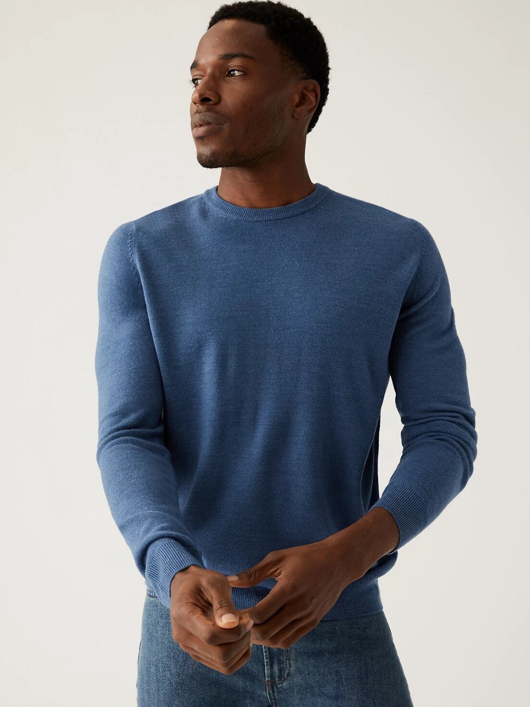 

Marks & Spencer Round Neck Long Sleeve Acrylic Pullover Sweaters, Blue