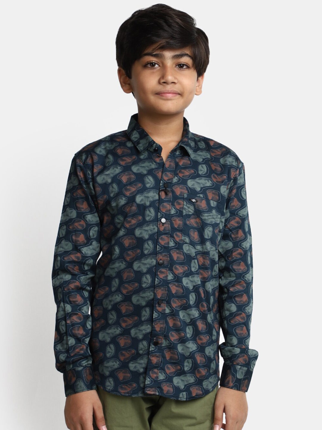 

V-Mart Boys Floral Opaque Printed Casual Shirt, Blue