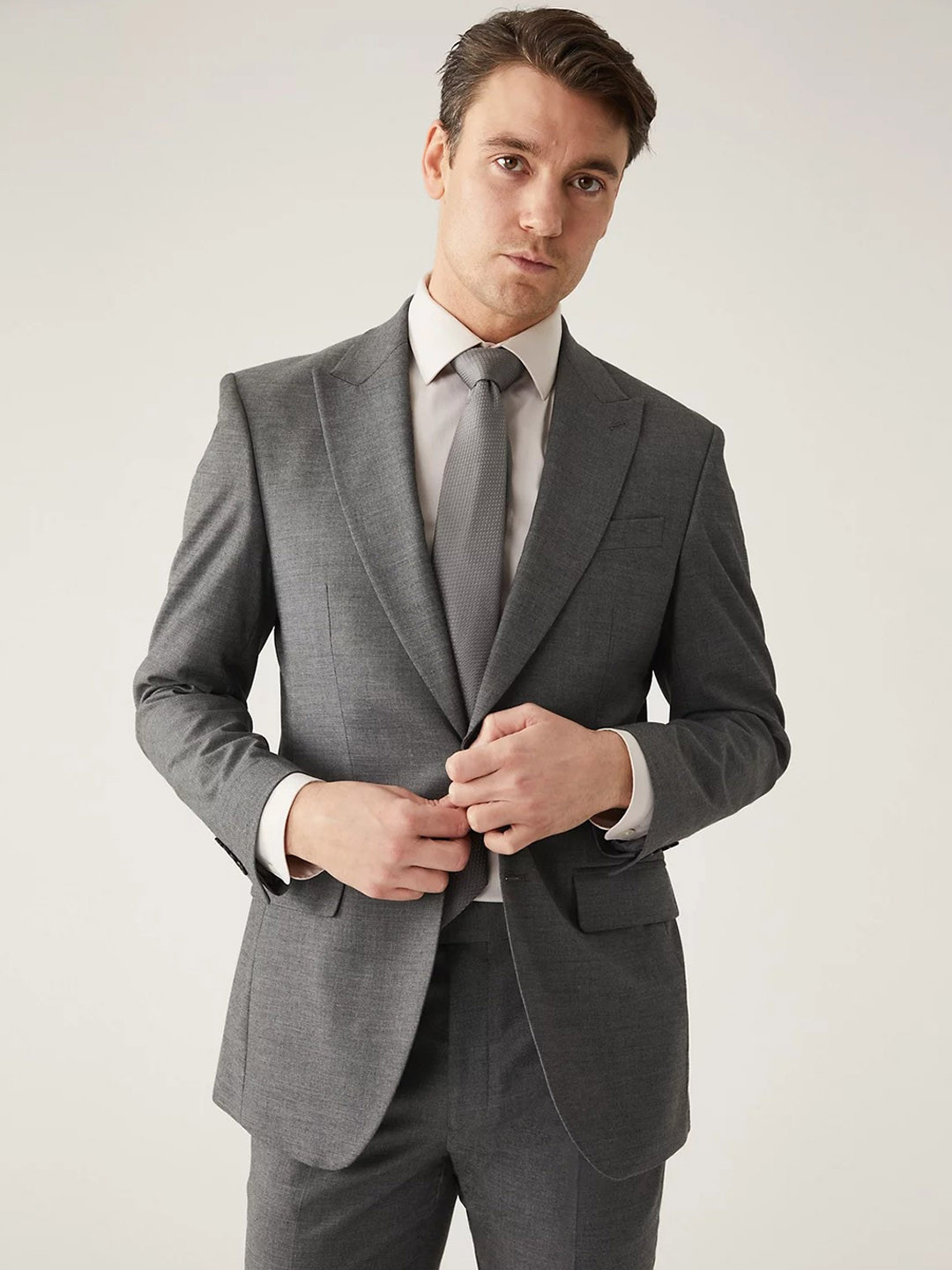 

Marks & Spencer Peaked Lapel Collar Single-Breasted Formal Blazer, Grey