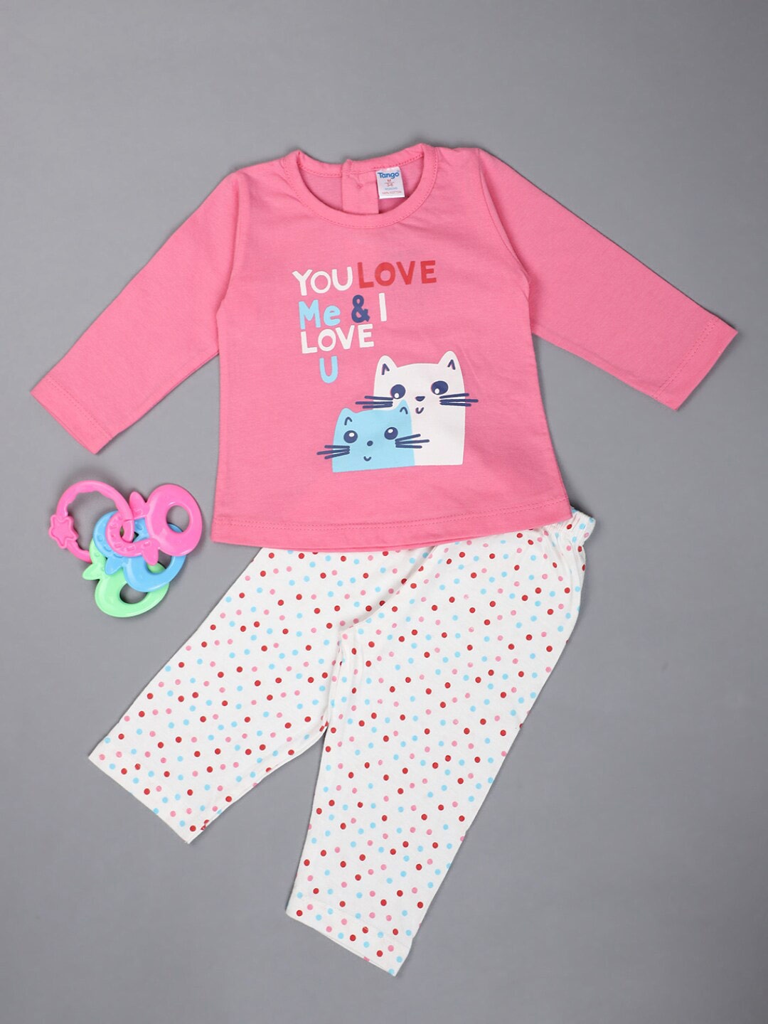 

V-Mart Kids Printed Pure Cotton T-shirt With Leggings, Pink