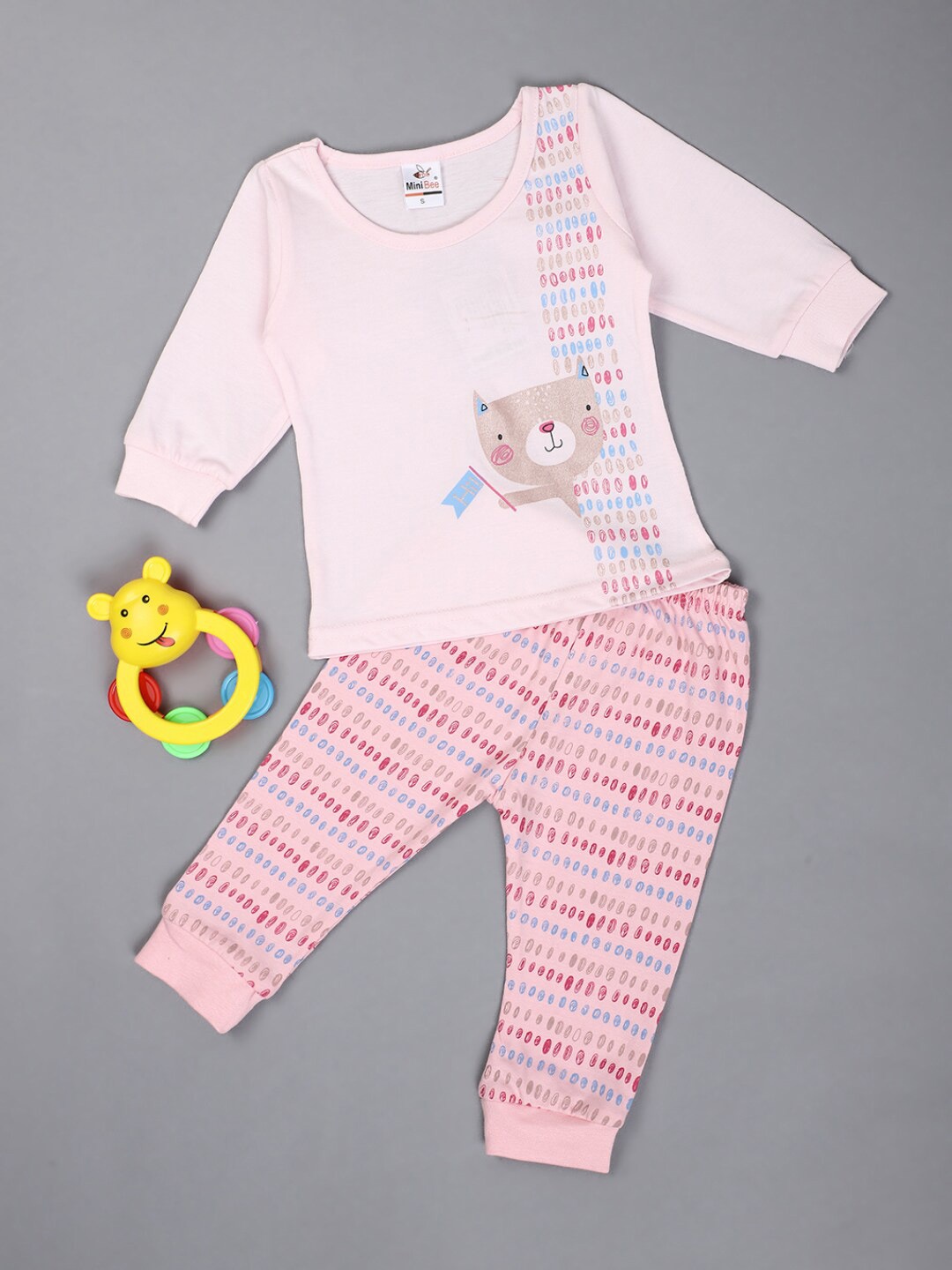 

V-Mart Unisex Kids Graphic Printed Pure Cotton T-shirt with Leggings, Pink