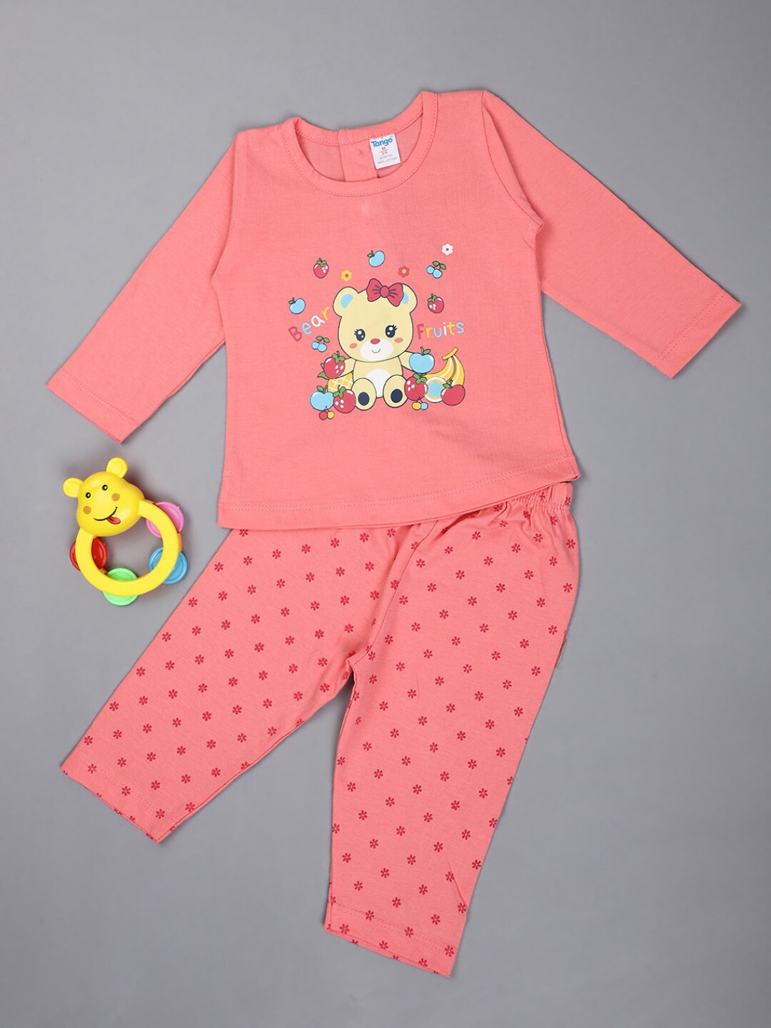 

V-Mart Infants Kids Printed Pure Cotton Top With Leggings, Peach