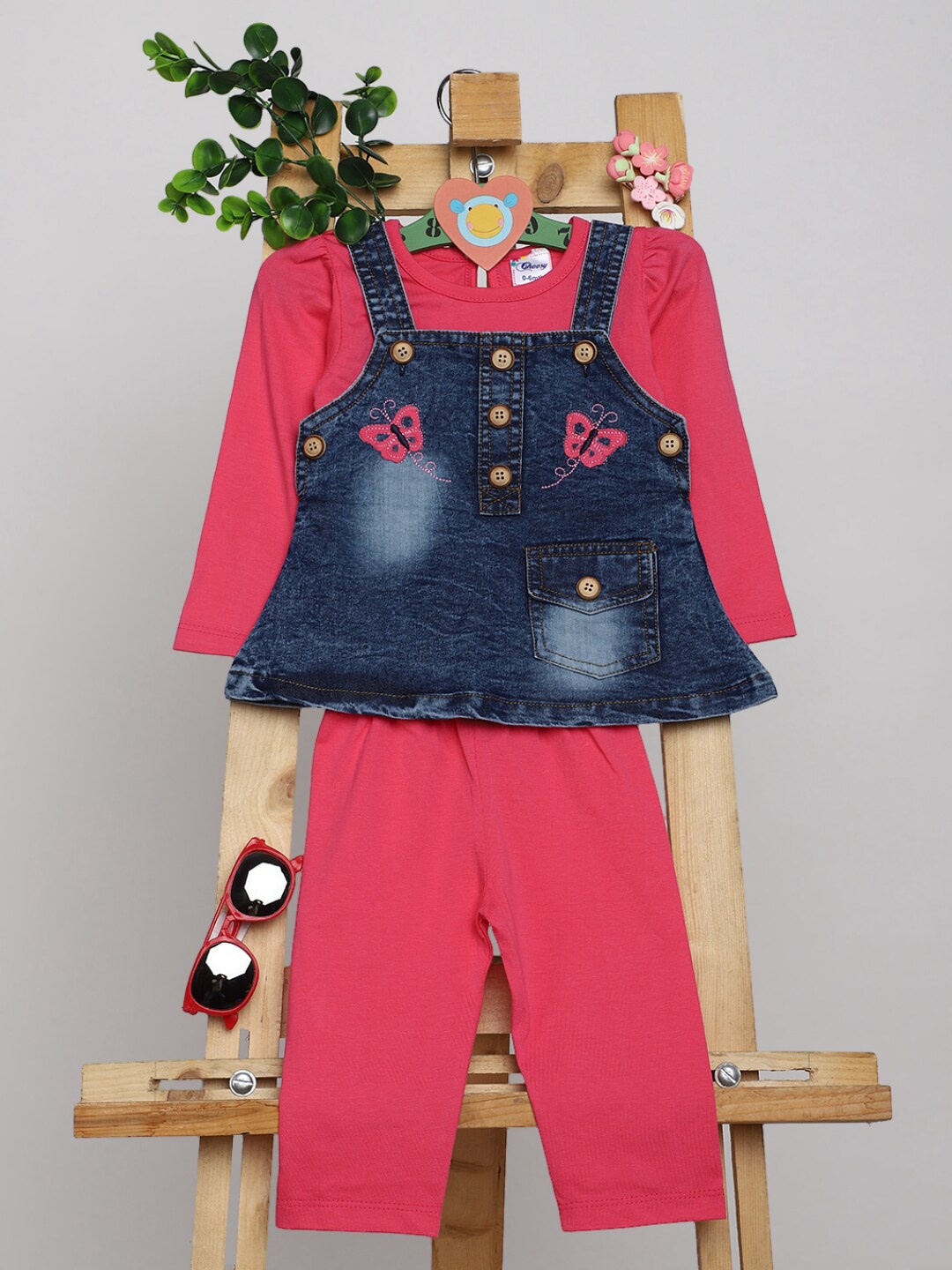 

V-Mart Infants Printed Pure Cotton Top With Trousers, Pink