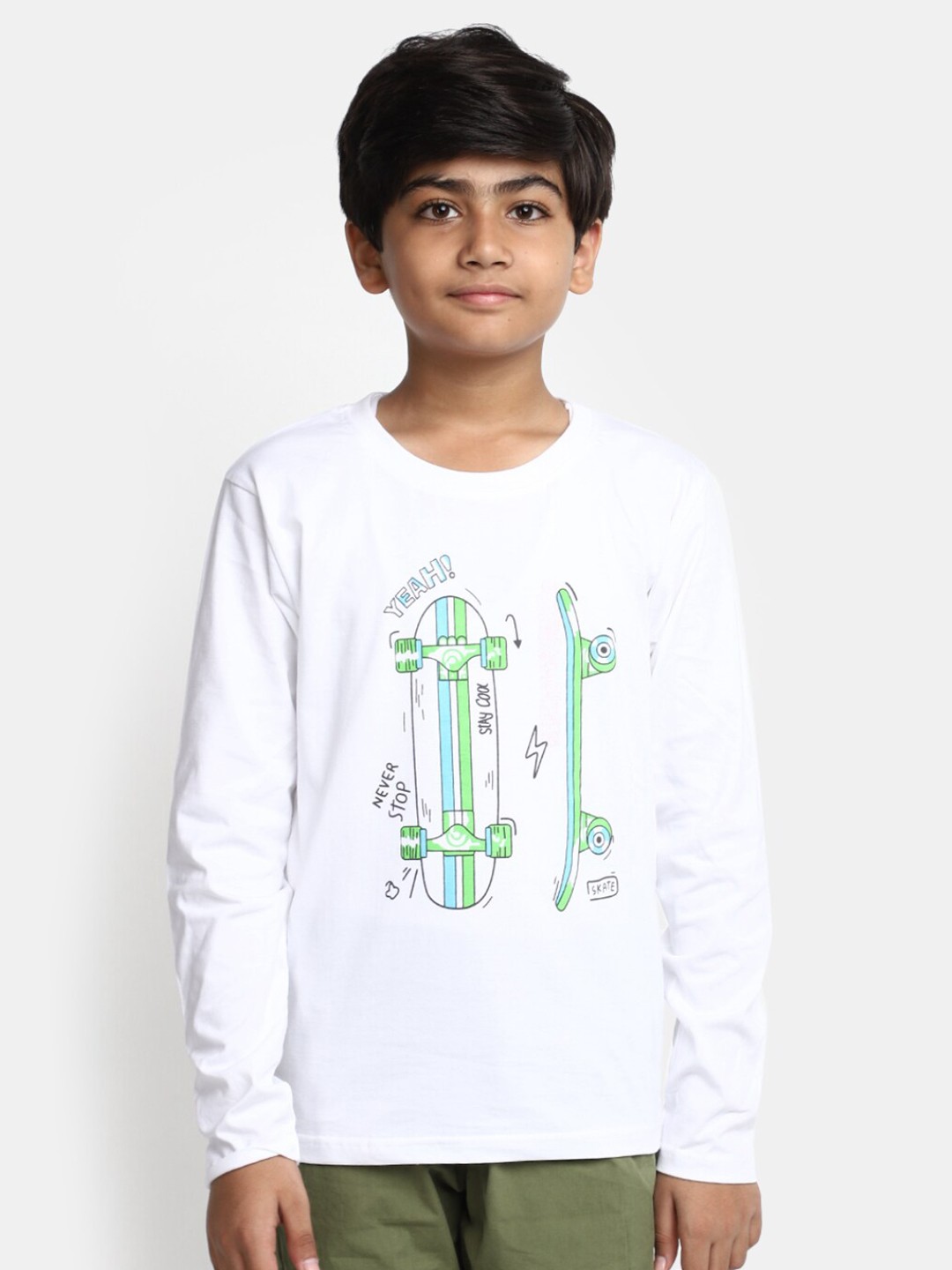 

V-Mart Boys Graphic Printed Cotton T-shirt, White