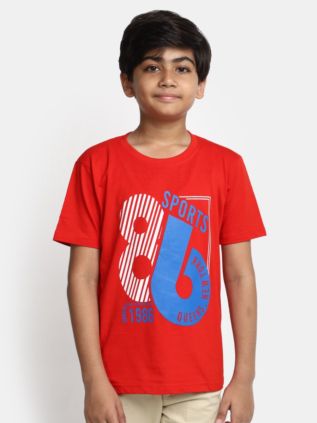 

V-Mart Boys Graphic Printed Cotton T-shirt, Red