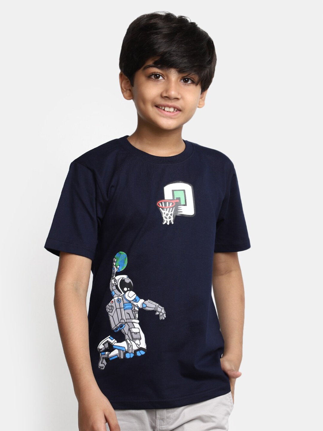 

V-Mart Boys Graphic Printed Cotton T-Shirt, Blue