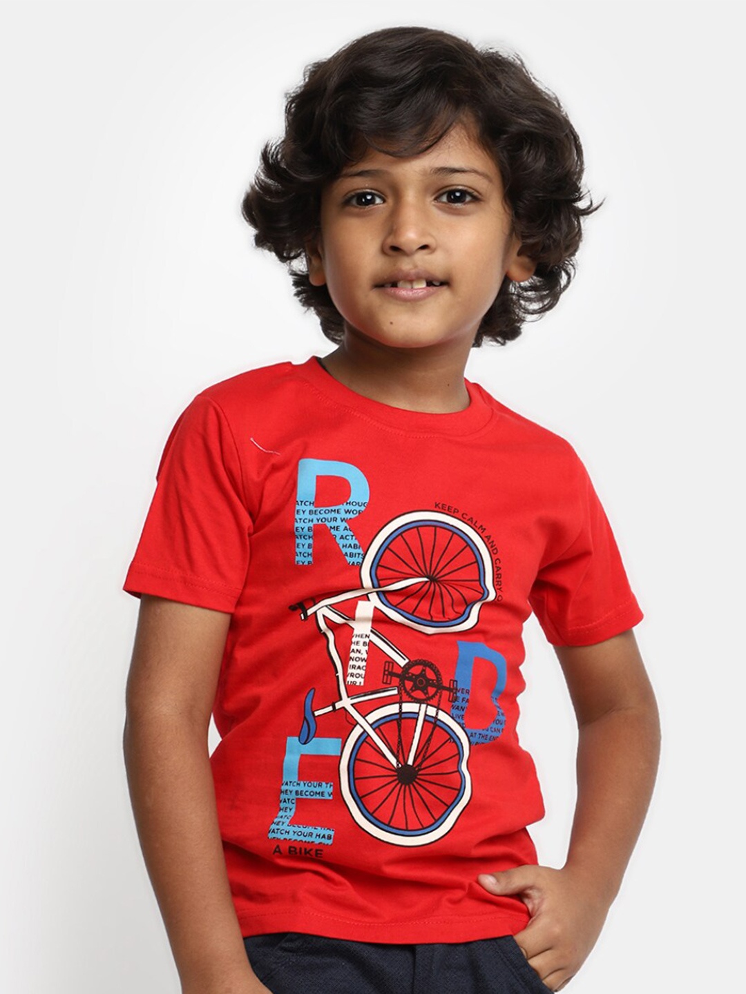 

V-Mart Boys Graphic Printed Cotton T-shirt, Red