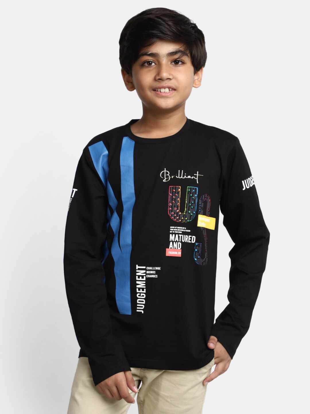 

V-Mart Boys Typography Printed Cotton T-Shirt, Black