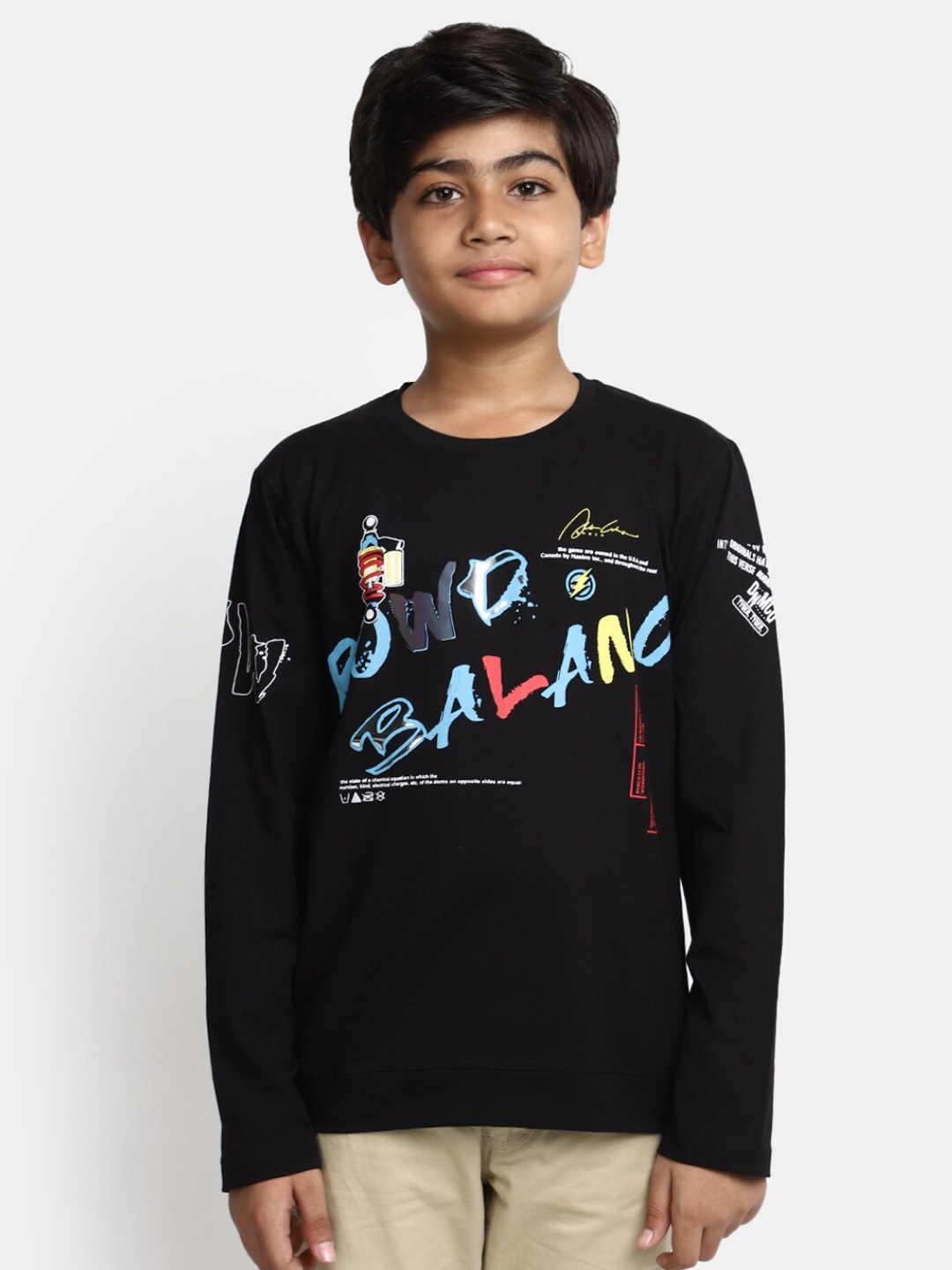 

V-Mart Boys Typographic Printed T-shirt, Black