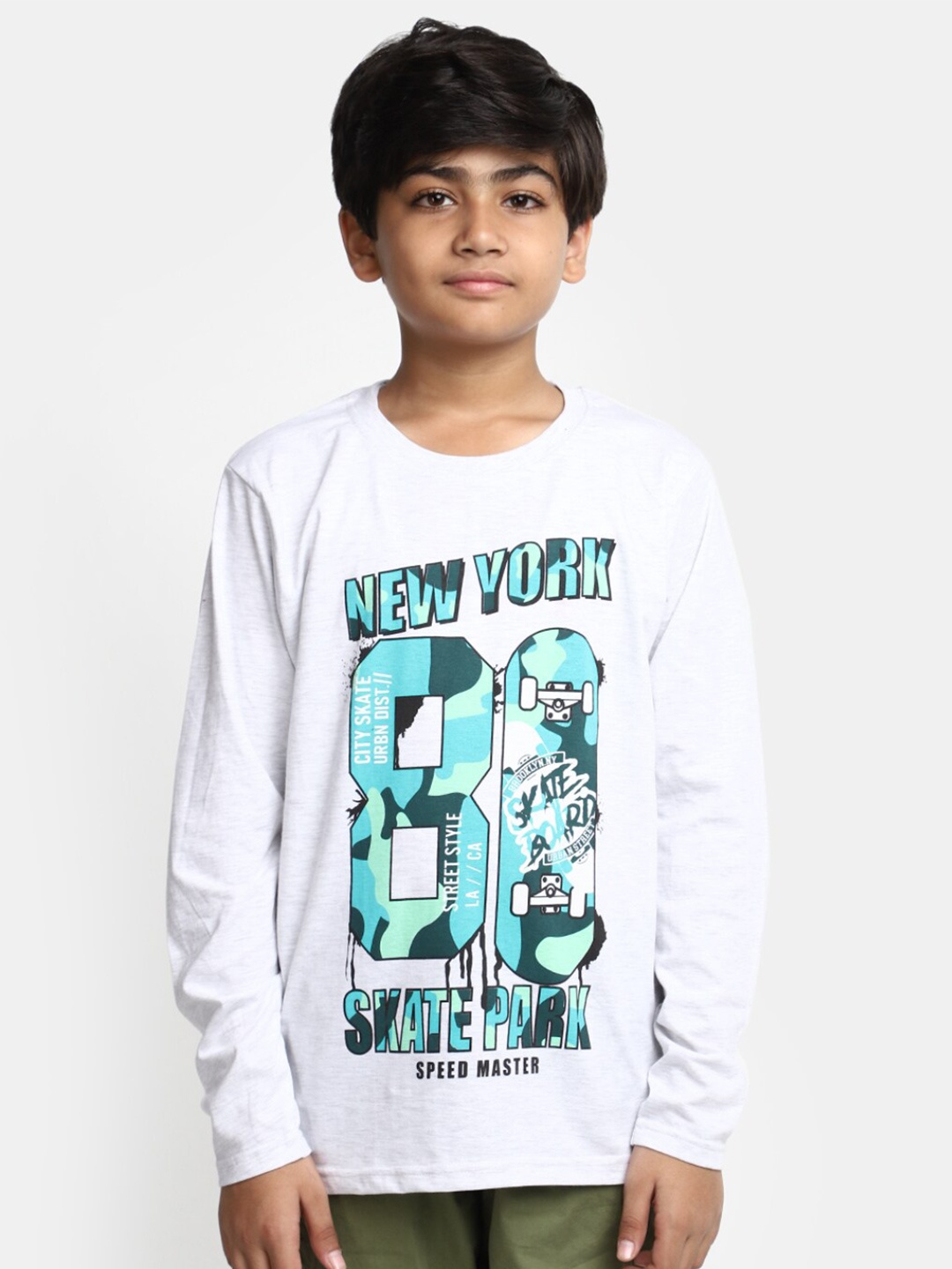 

V-Mart Boys Typography Printed Round Neck Cotton Regular T-shirt, White