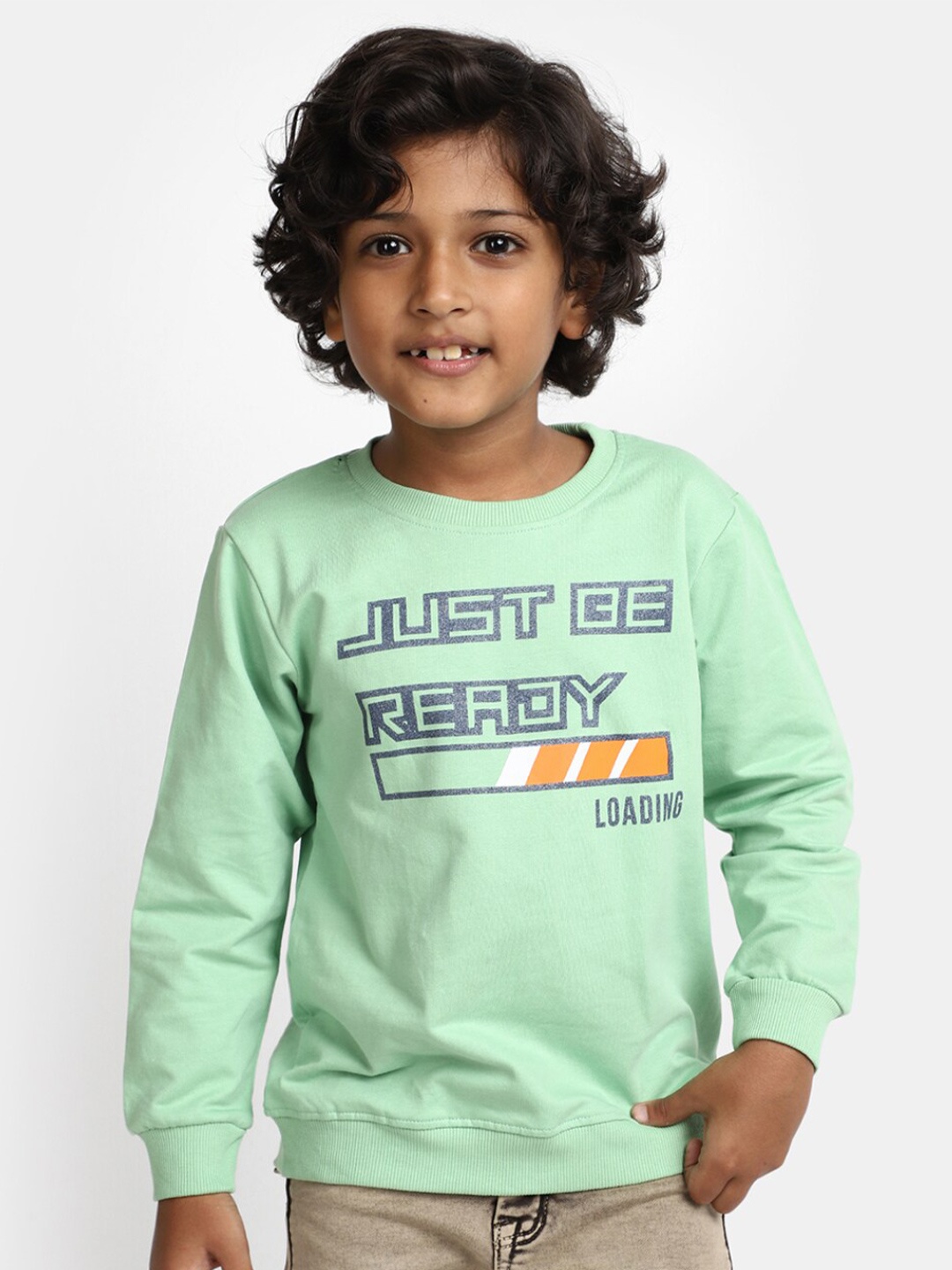 

V-Mart Boys Typography Printed Cotton T-shirt, Green