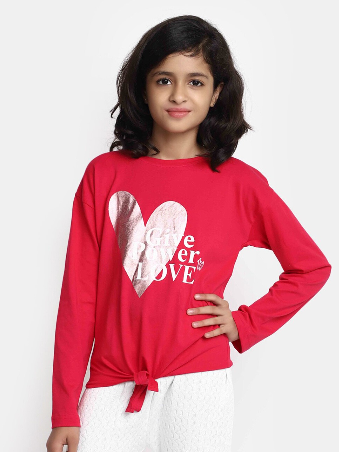 

V-Mart Girls Typography Printed Cotton T-Shirt, Fuchsia