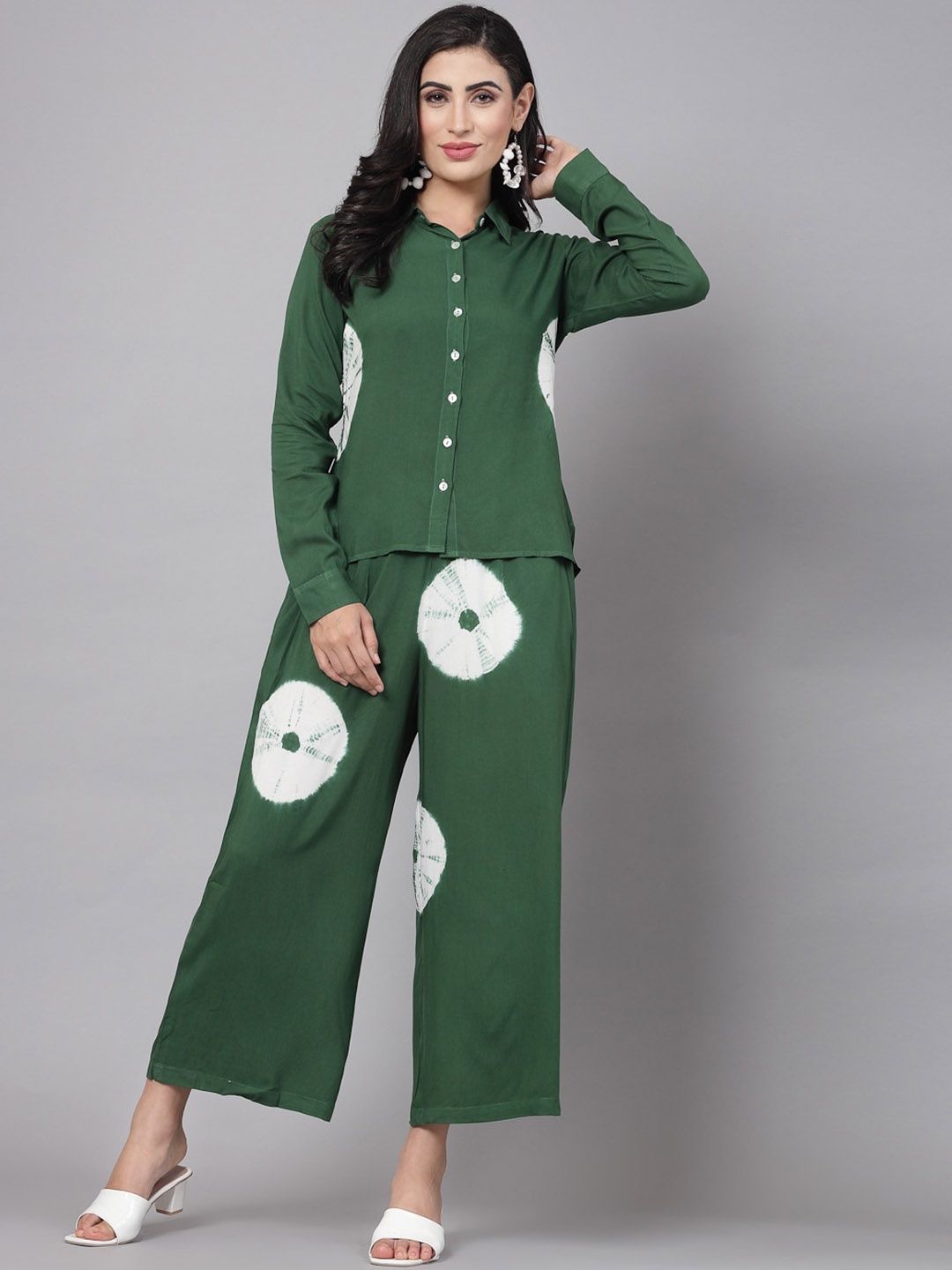 

kipek Tie & Dyed Shirt With Palazzos, Green
