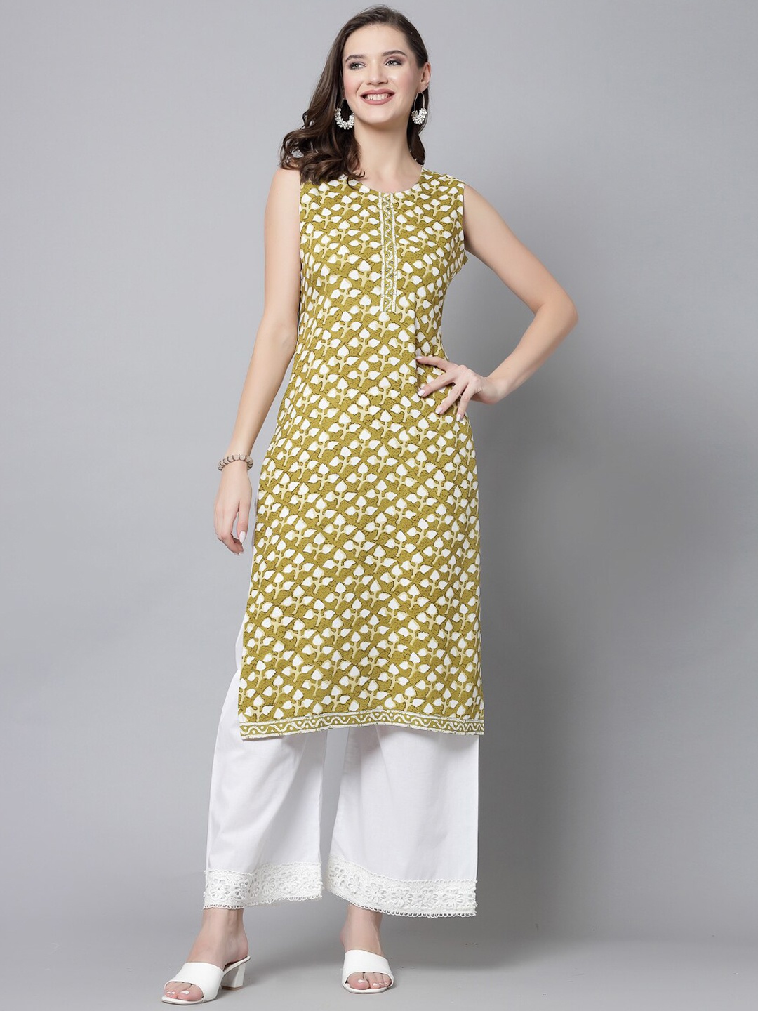 

kipek Ethnic Motifs Printed Kurta, Green