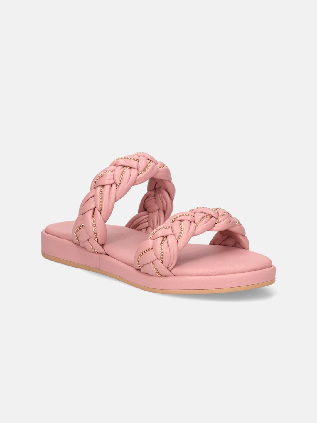 

BAGATT Ravenna Textured Leather Open Toe Flats, Rose