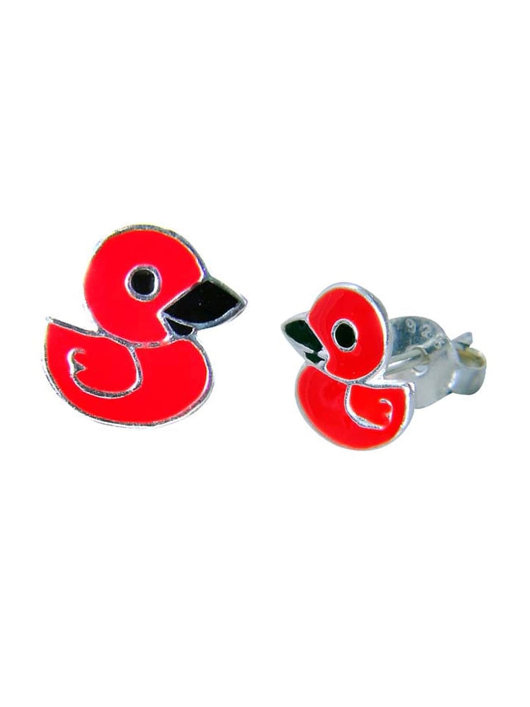 

Abhooshan Girls 92.5 Sterling Silver Contemporary Studs Earrings, Red