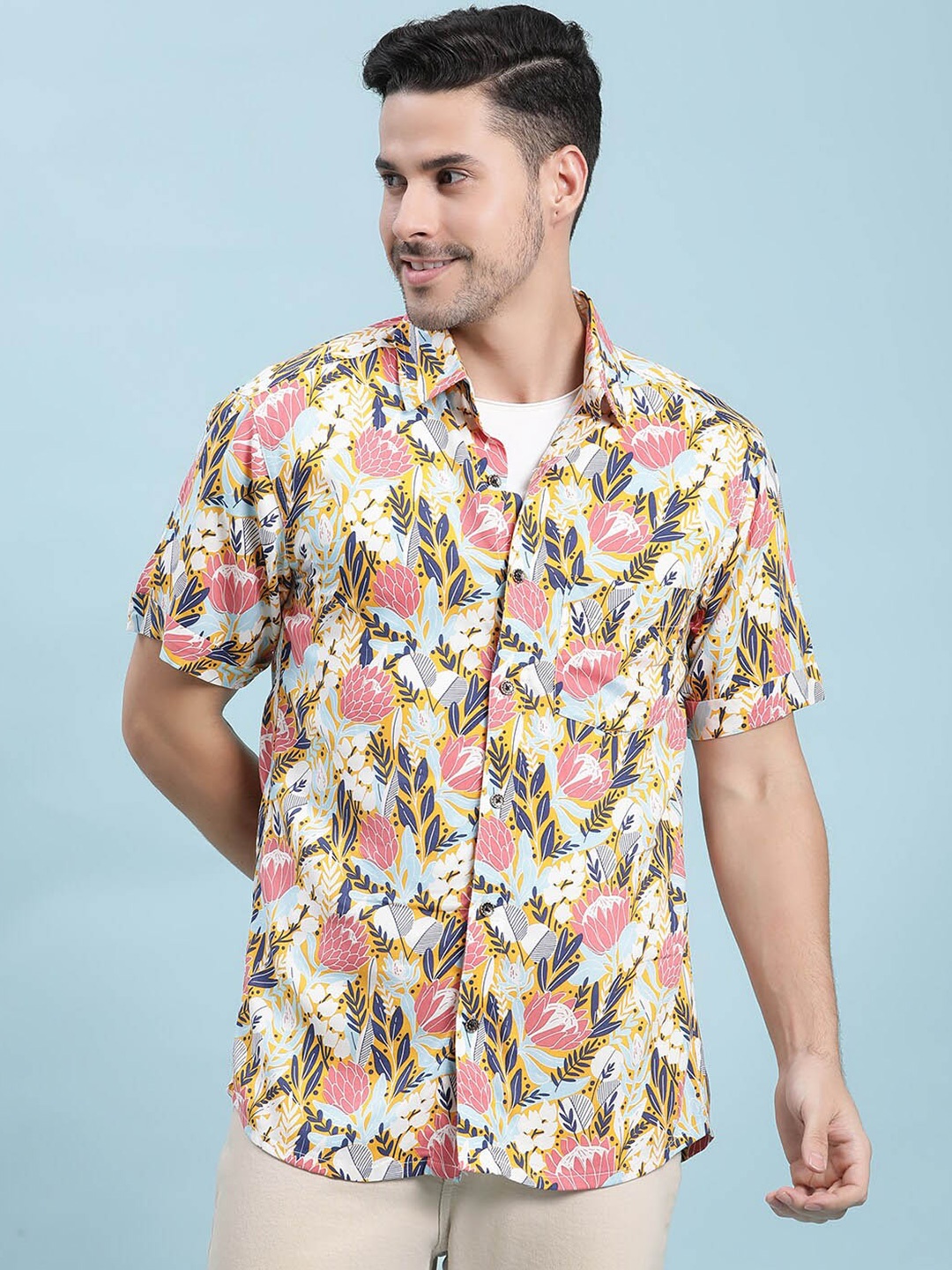 

Kannan Floral Printed Cotton Casual Shirt, Yellow