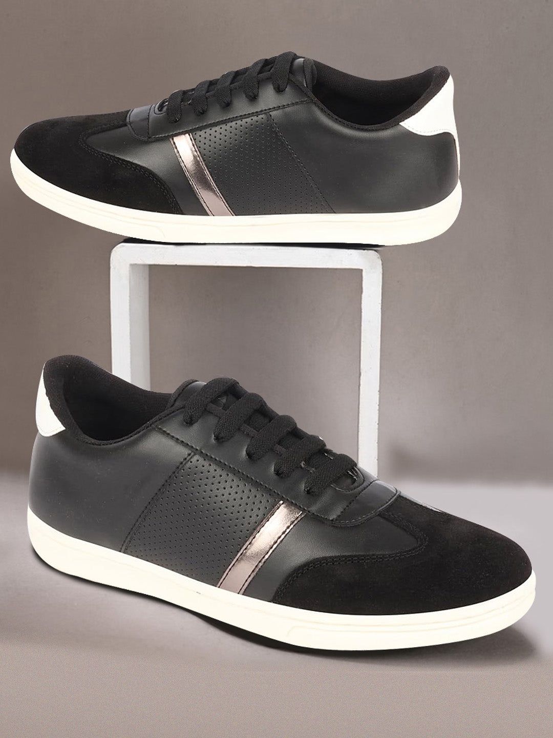 

FAUSTO Men Perforated Anti-Skid Lightweight Sneakers, Black
