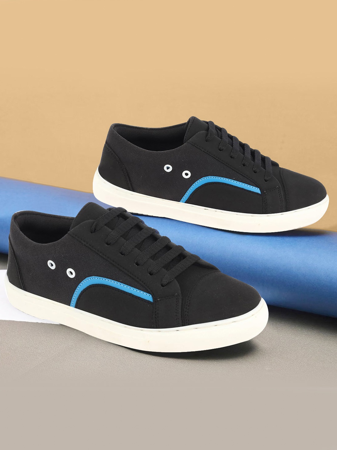 

FAUSTO Men Anti-Skid Lightweight Canvas Sneakers, Black