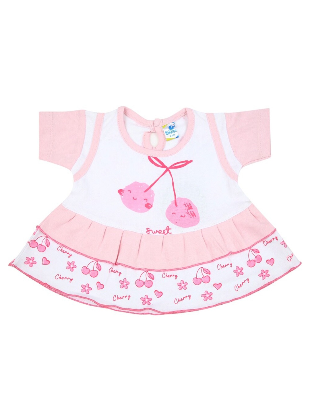

V-Mart Infant Girls Conversational Printed Layered Cotton A-Line Dress, White