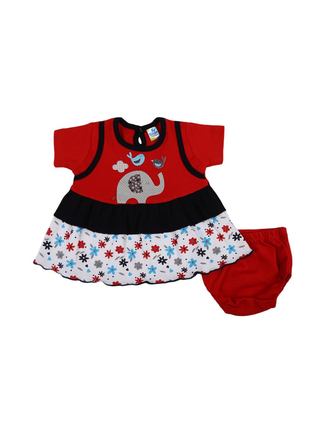 

V-Mart Infant Girls Floral Printed Cotton A-Line Dress, Red