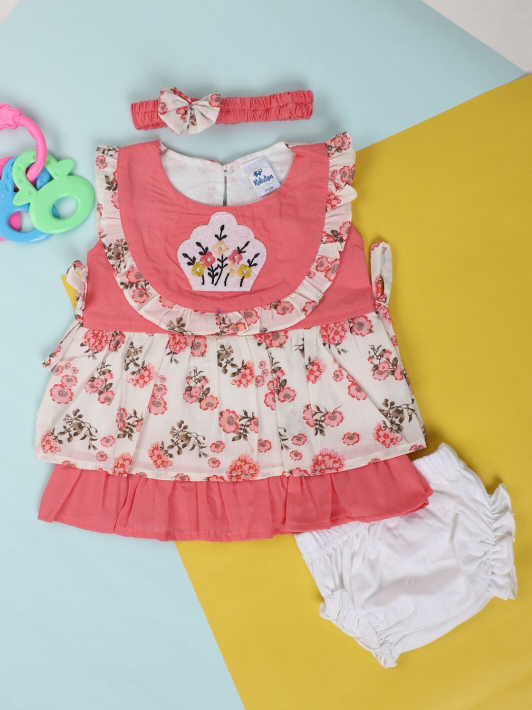 

V-Mart Infants Floral Printed A-Line Dress, Pink