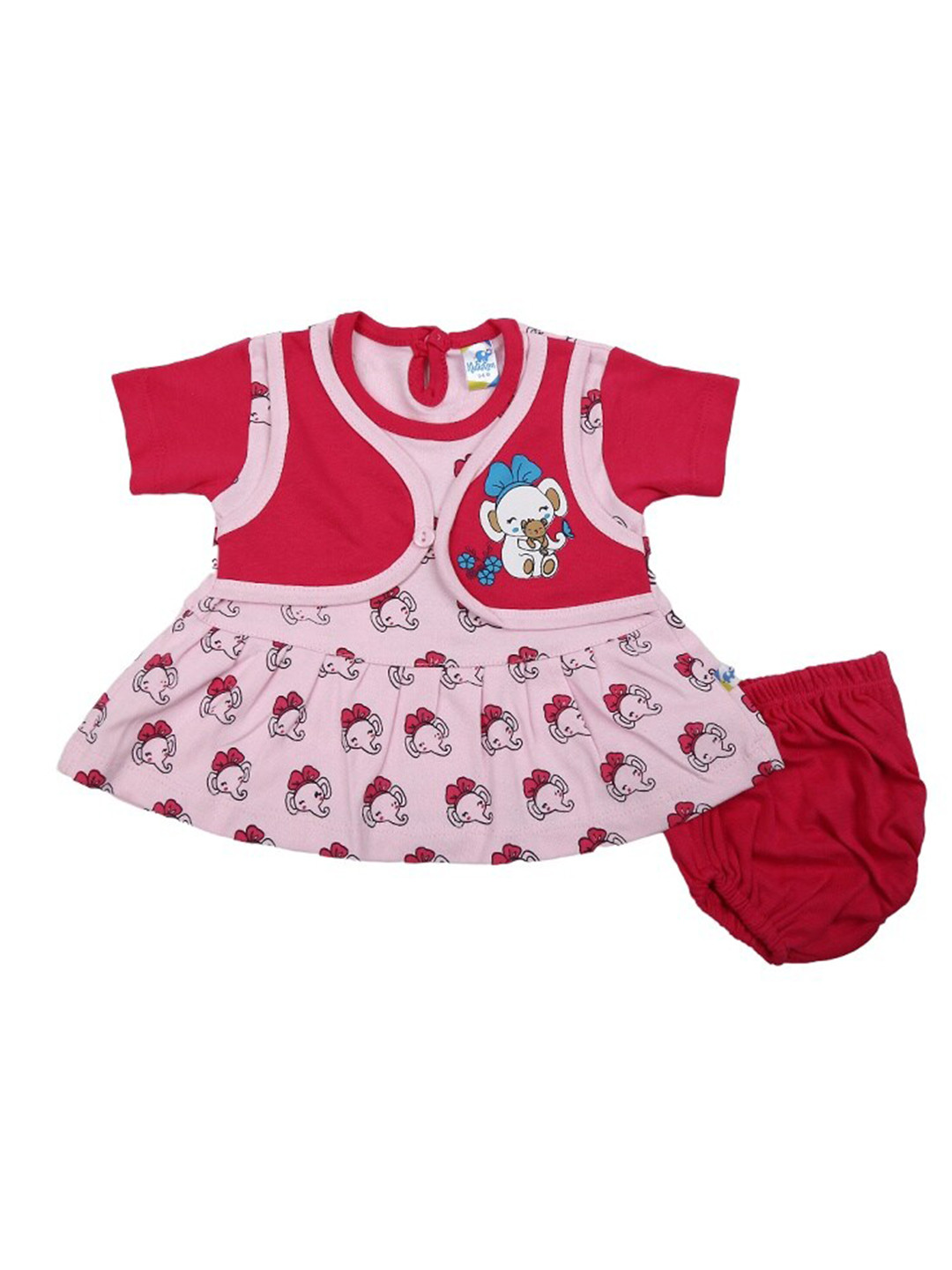 

V-Mart Infant Conversational Printed Cotton A-Line Dress, Pink