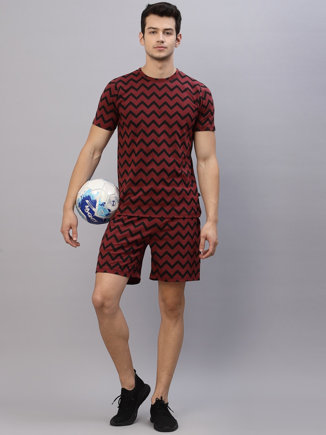 

Rigo Printed T-shirt With Shorts Co-ords Set, Maroon