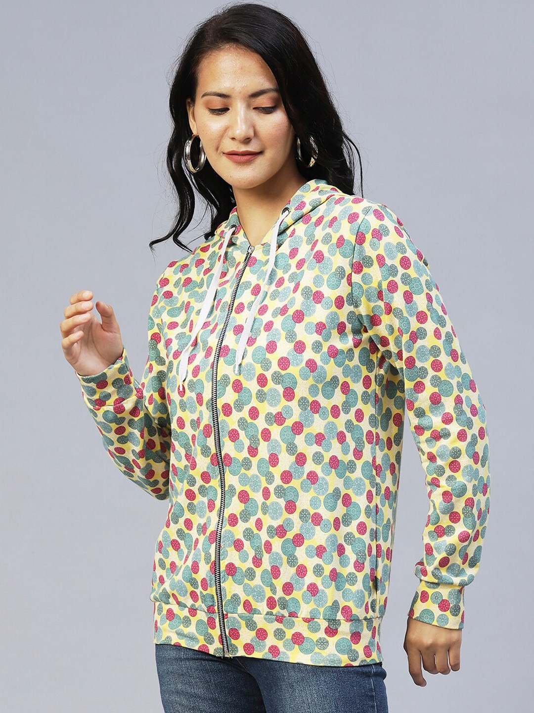 Rigo Printed Lightweight Hooded Jacket, Yellow