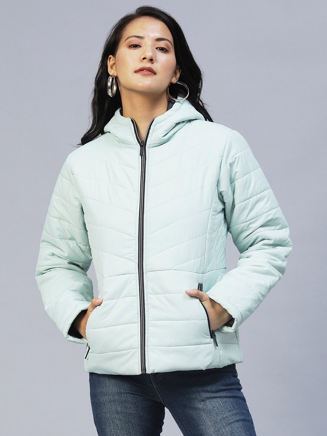 

Rigo Hooded Lightweight Outdoor Quilted Jacket With Zip Detail, Green