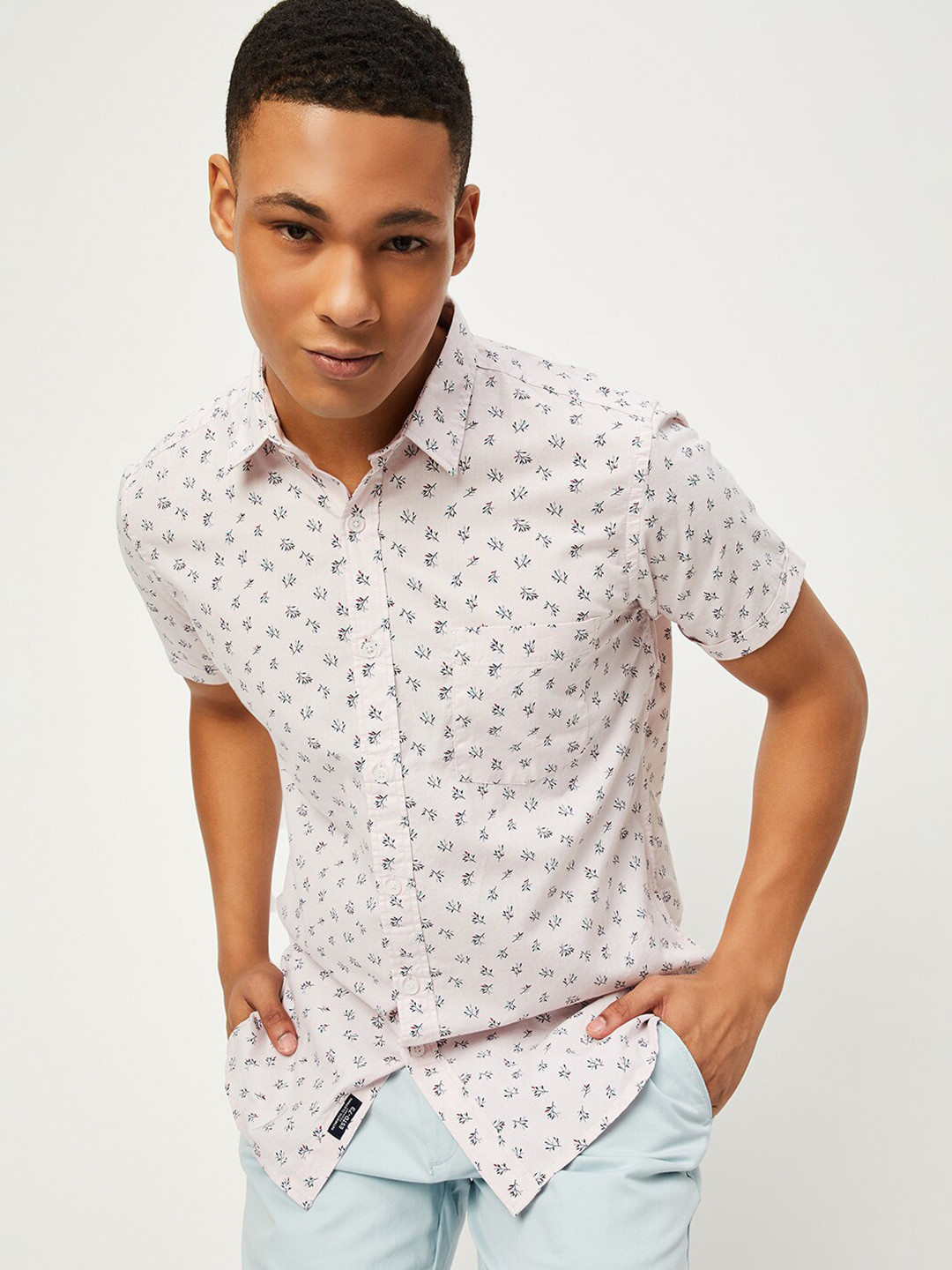 

max Floral Printed Cotton Opaque Casual Shirt, Pink
